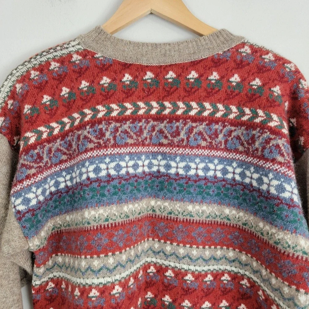 Tiffany & Tomato Pullover Sweater Women 3 Multicolor Distressed Wool Long Sleeve